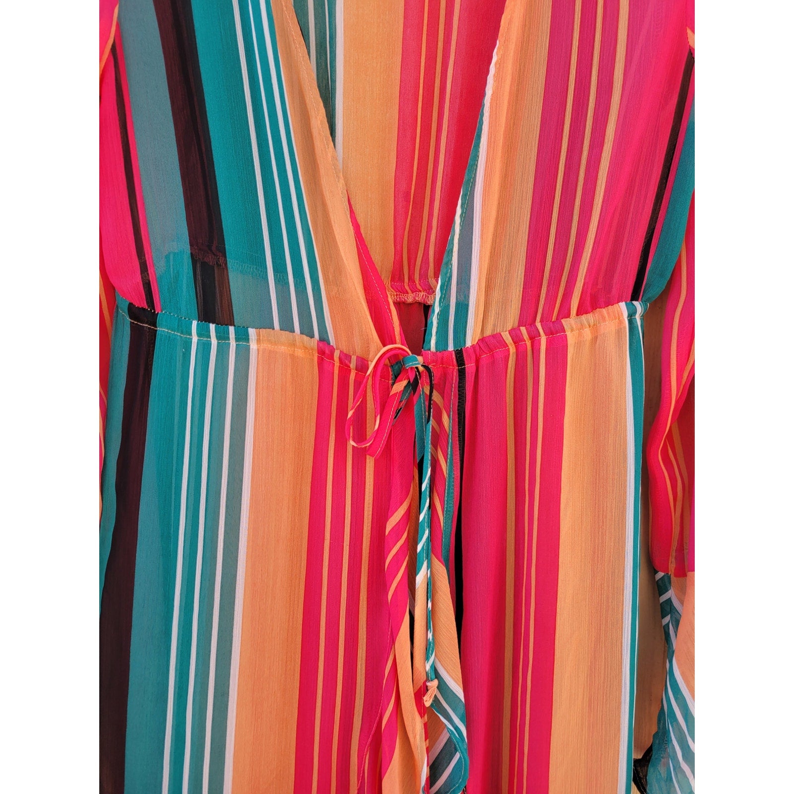 NO Boundaries Juniors Multicolor Sheer Striped Kimono Cover-Up – XS