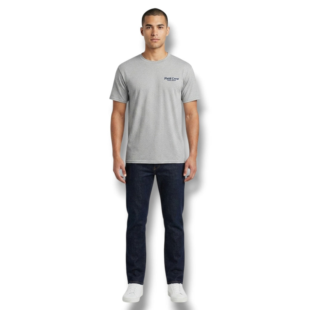 Pioneer Athletics Field Crew Jerzees Men’s Gray T-Shirt 2XL Short Sleeve