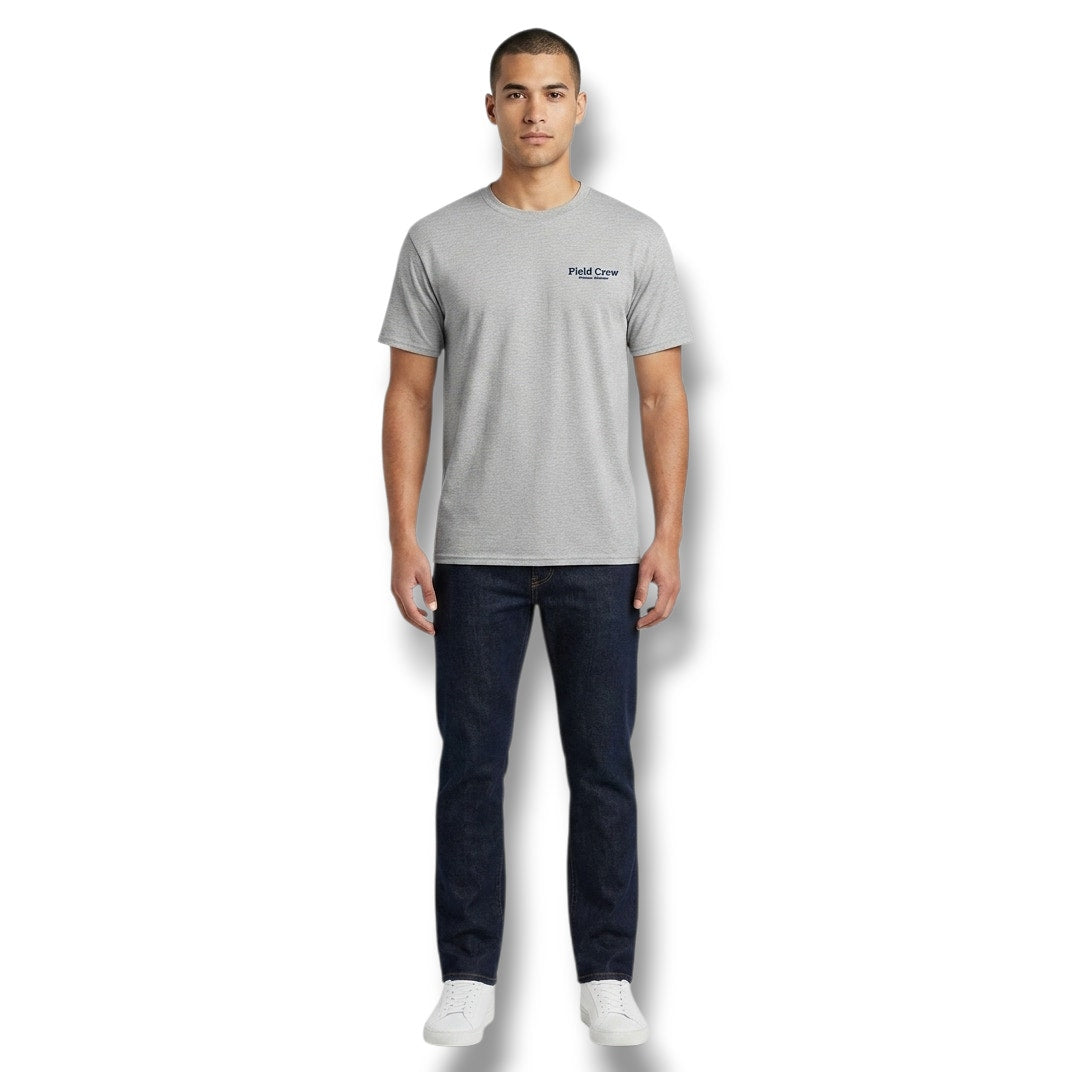 Pioneer Athletics Field Crew Jerzees Men’s Gray T-Shirt 2XL Short Sleeve
