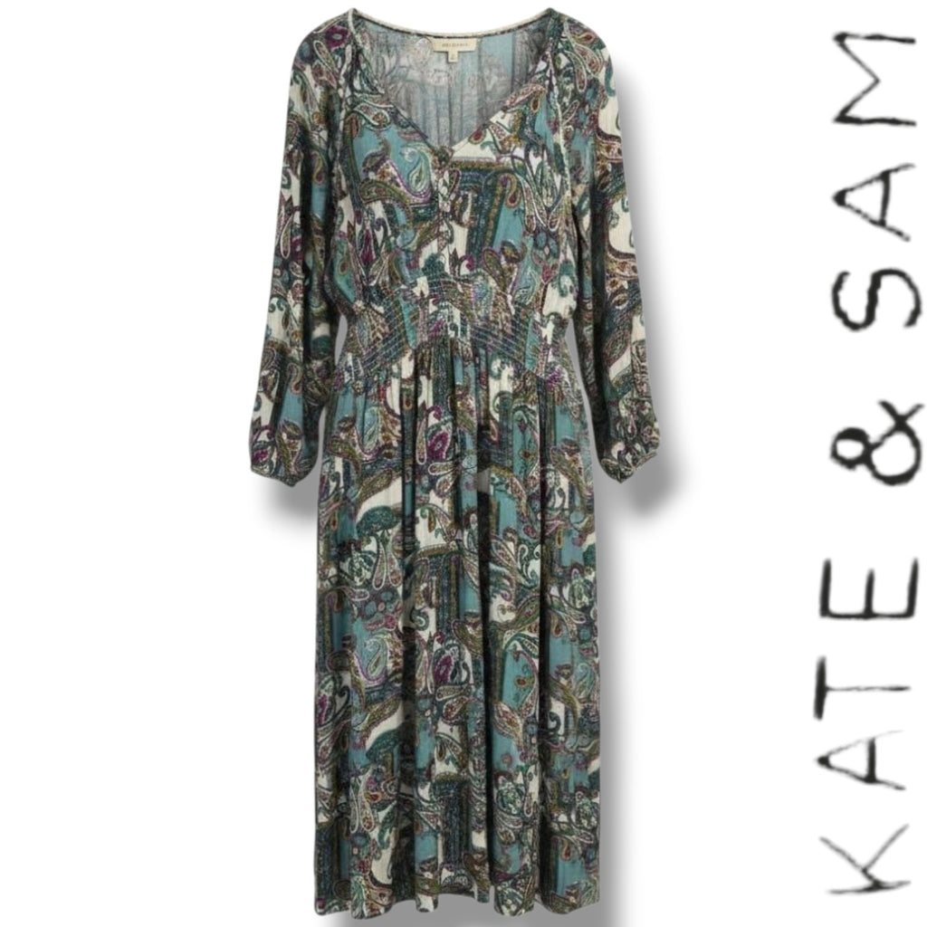 Kate & Sam Women’s Paisley Boho Midi Dress – Size XXL, gently used