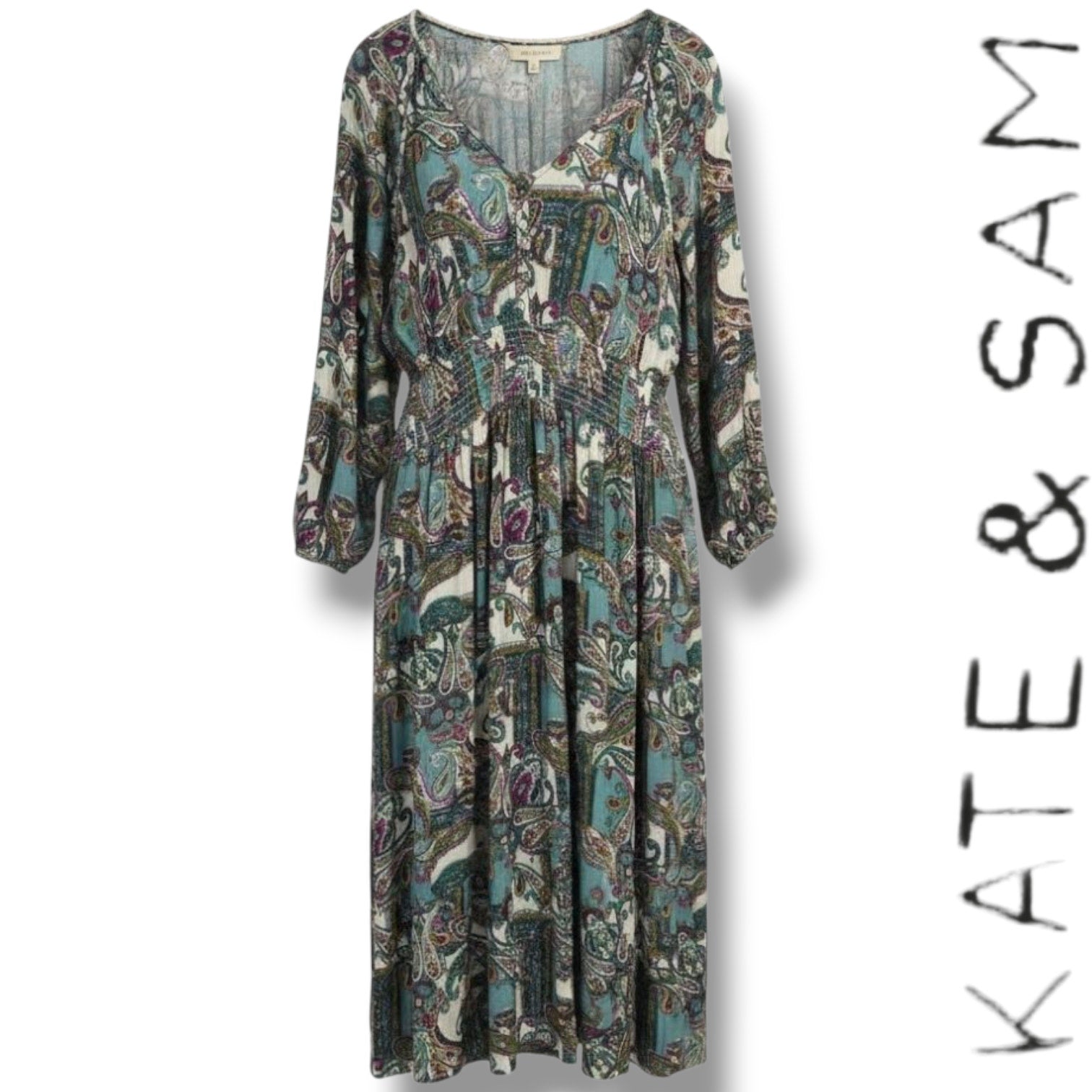 Kate & Sam Women’s Paisley Boho Midi Dress – Size XXL, gently used