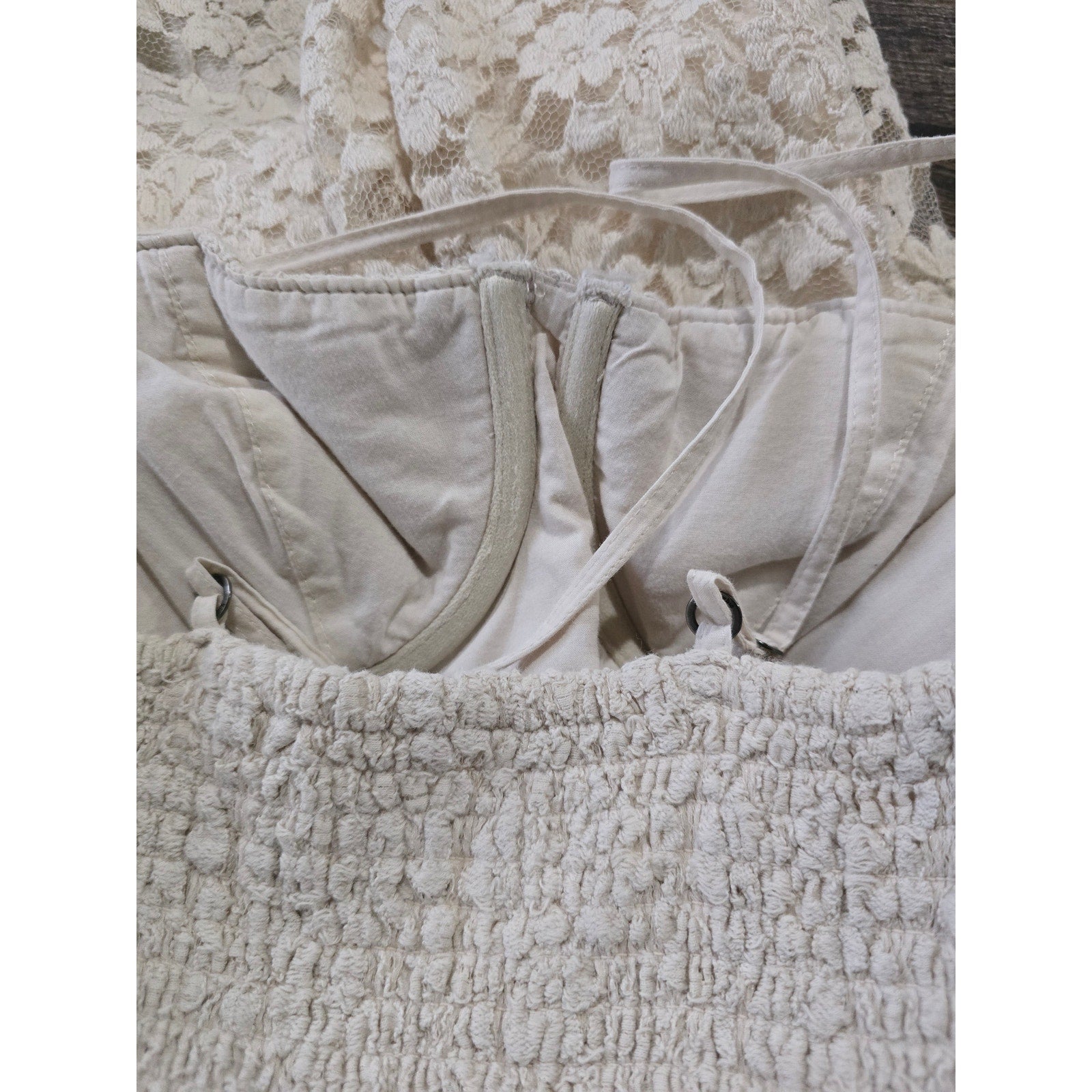 Abercrombie & Fitch Cream Floral Lace Bustier Mini Dress – Small