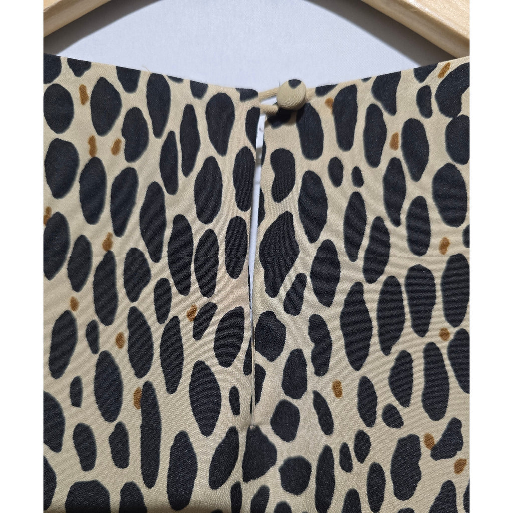J. Crew Women's Size 6 Tan Black Leopard Print 3/4 Sleeve Shift Dress