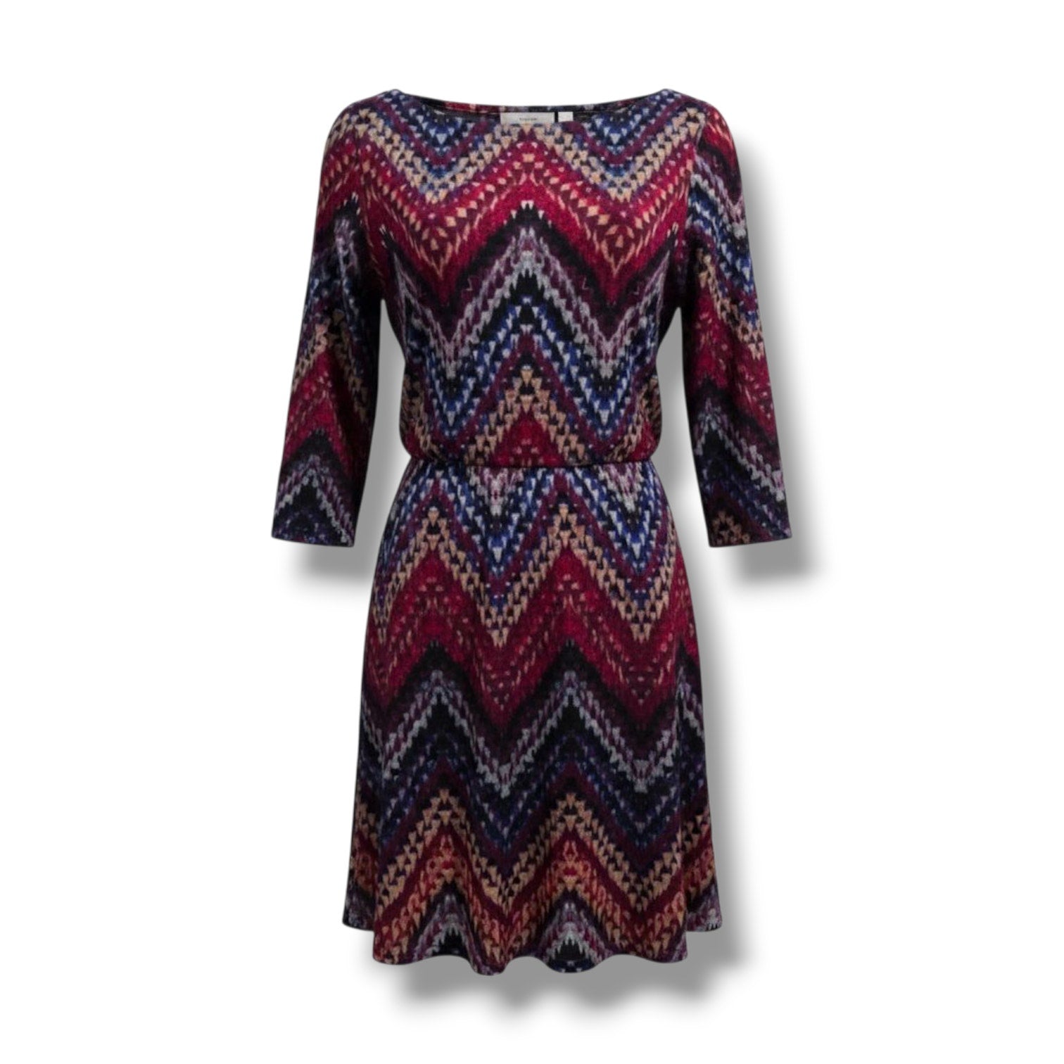 Lily Rose Women’s Multicolor Chevron A-Line Dress Long Sleeve - Size Large
