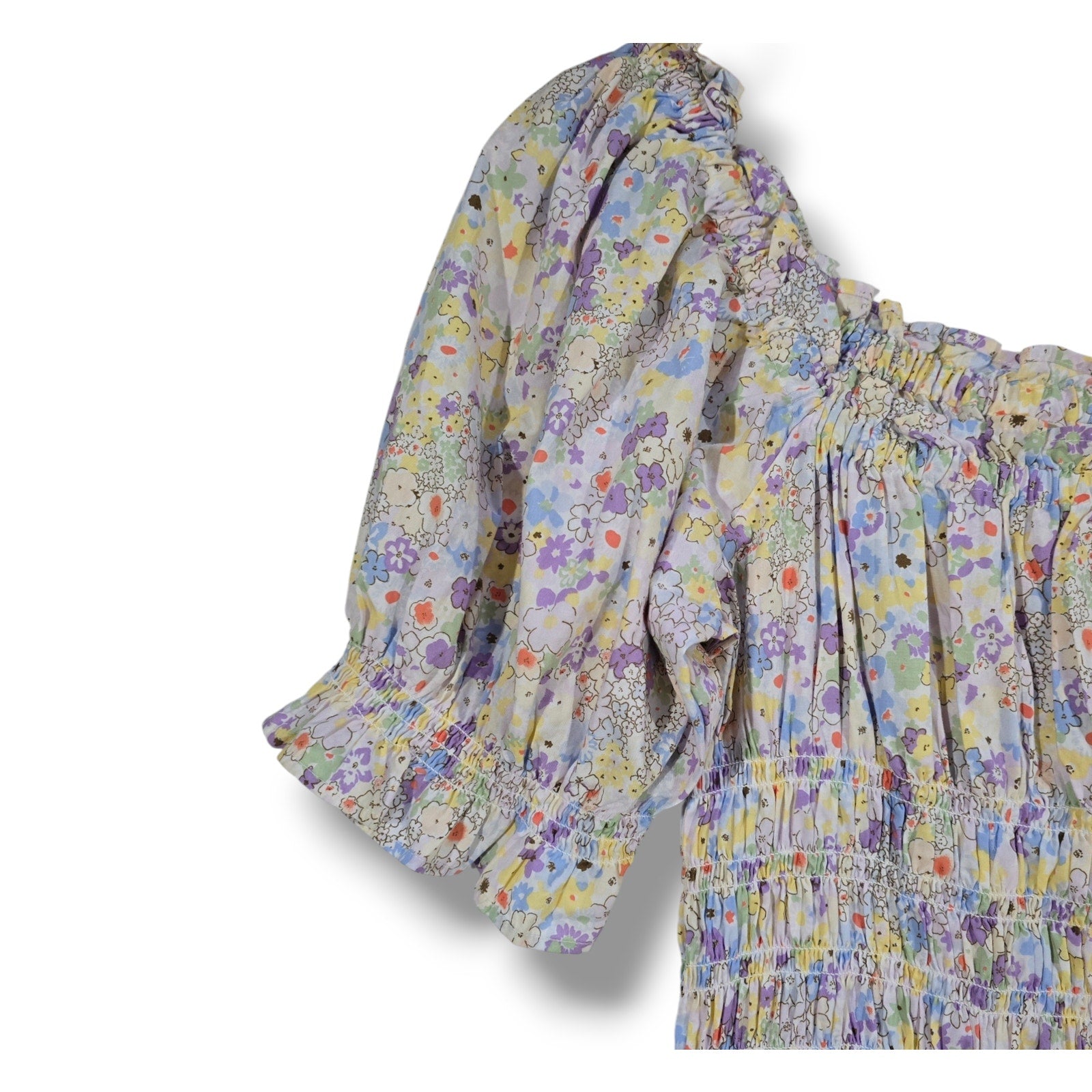 Levi’s Women’s Off Shoulder Floral Dress XL, Balloon Sleeves Pockets Cotton New