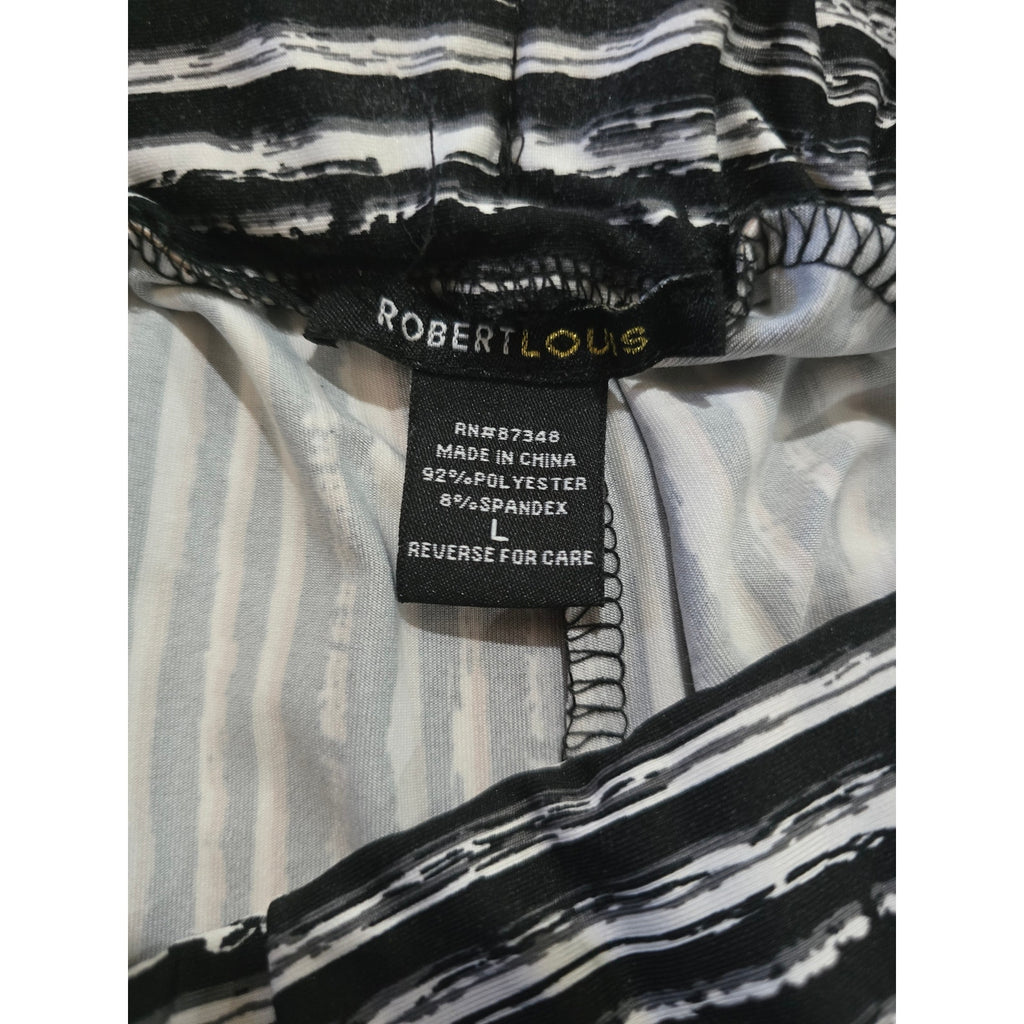 Robert Louis Women’s Striped Palazzo Wide Leg Pants Black White Size Large