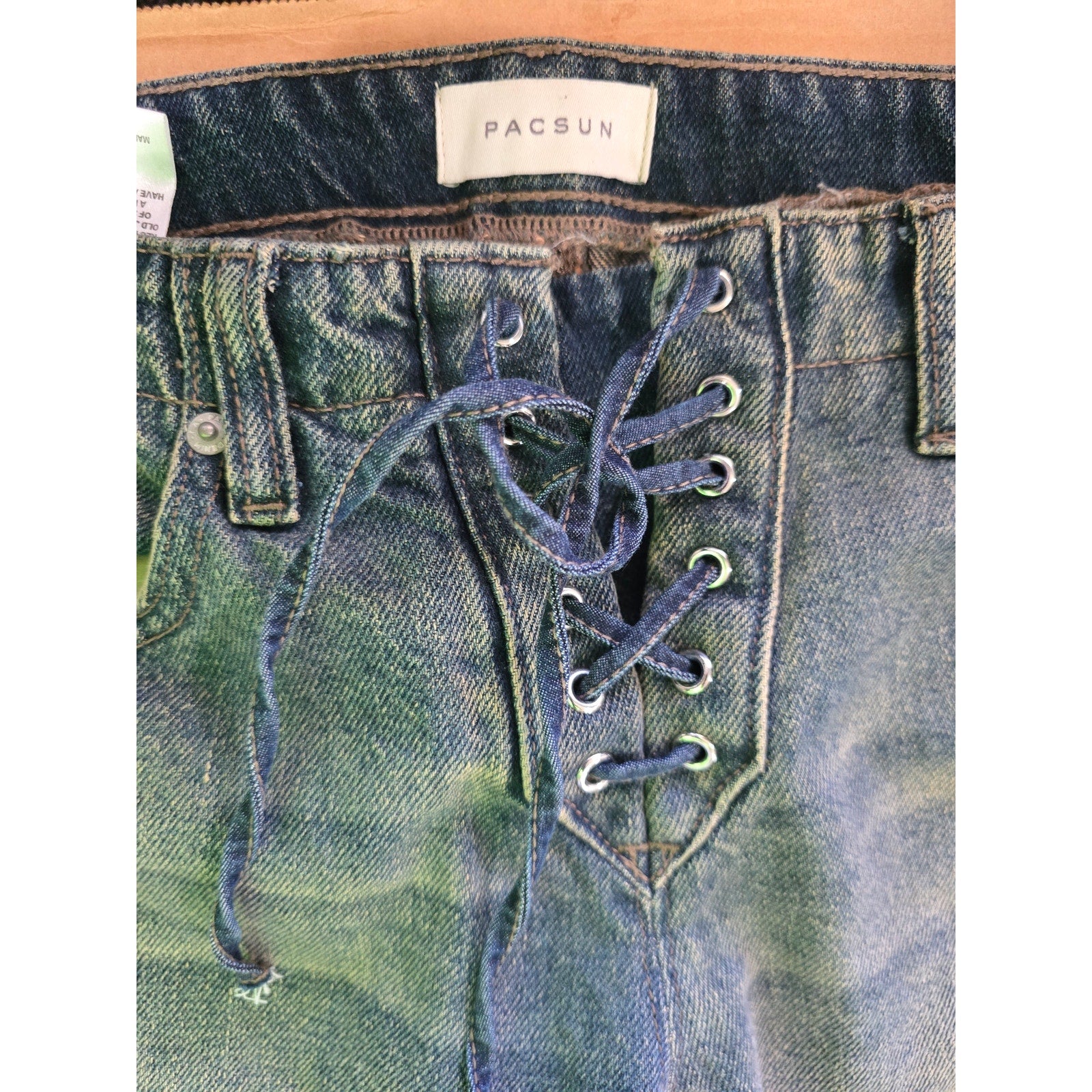 PacSun Jade Low Rise Bootcut Lace Up Tinted Jeans