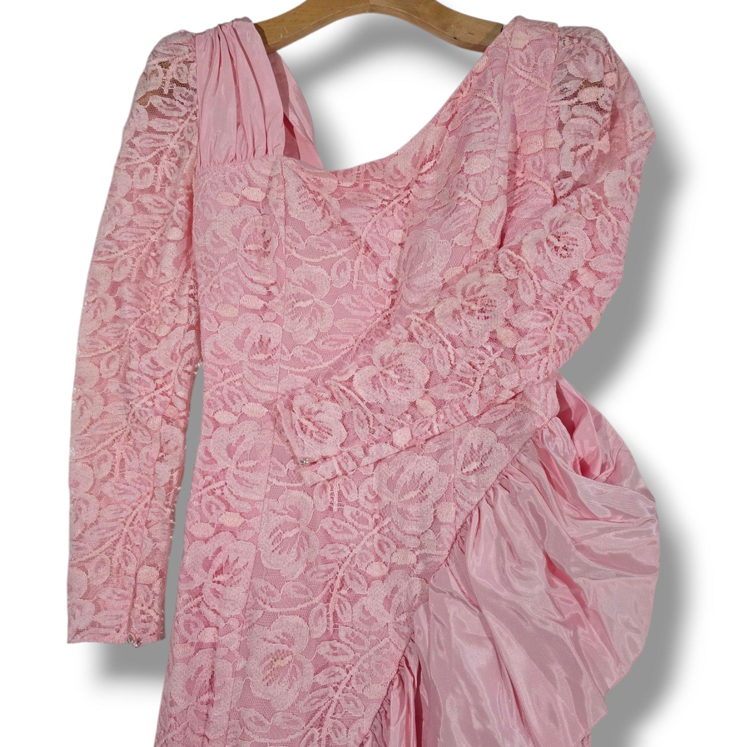 Roberta California Vintage Pink Lace Ruffle Bodycon Dress – Size 5/6