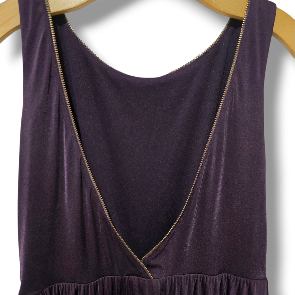 BETSEY JOHNSON Zipper Trim Detail Backless Retro Style Grape Dress Sz 8