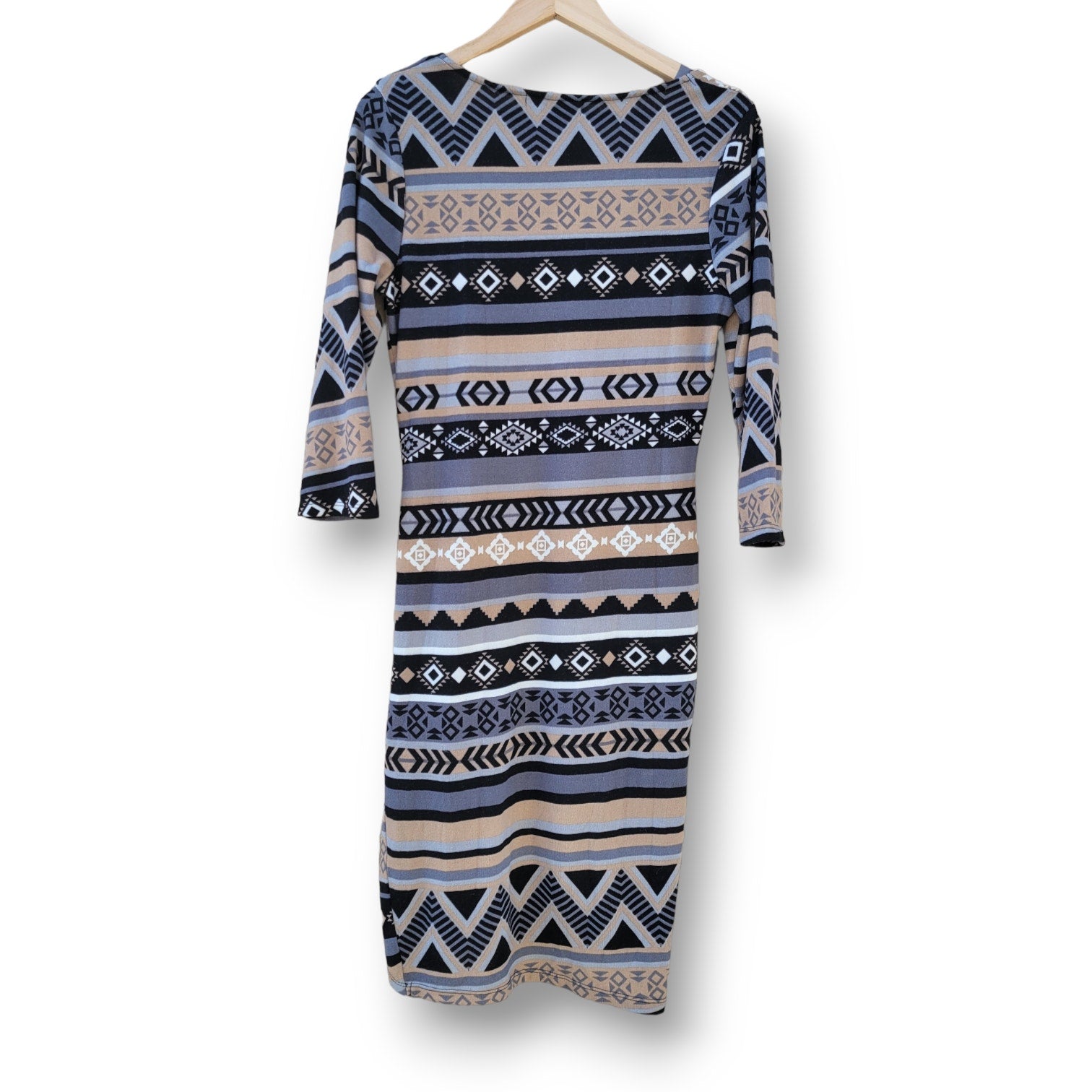 Derek Heart Women’s Geometric Print Ruched Bodycon Dress – Size Large