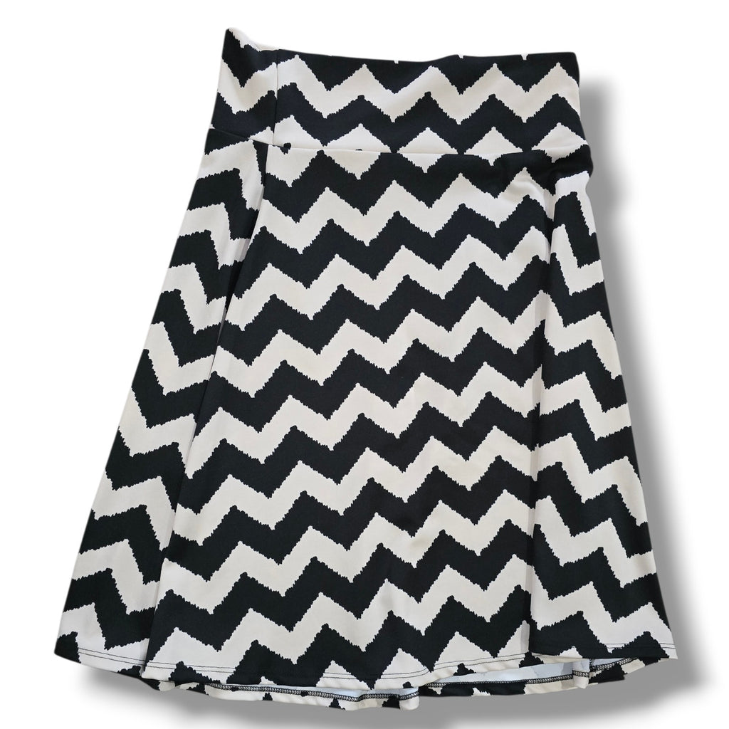 LuLaRoe Black & White Chevron Print A-Line Midi Skirt – XL