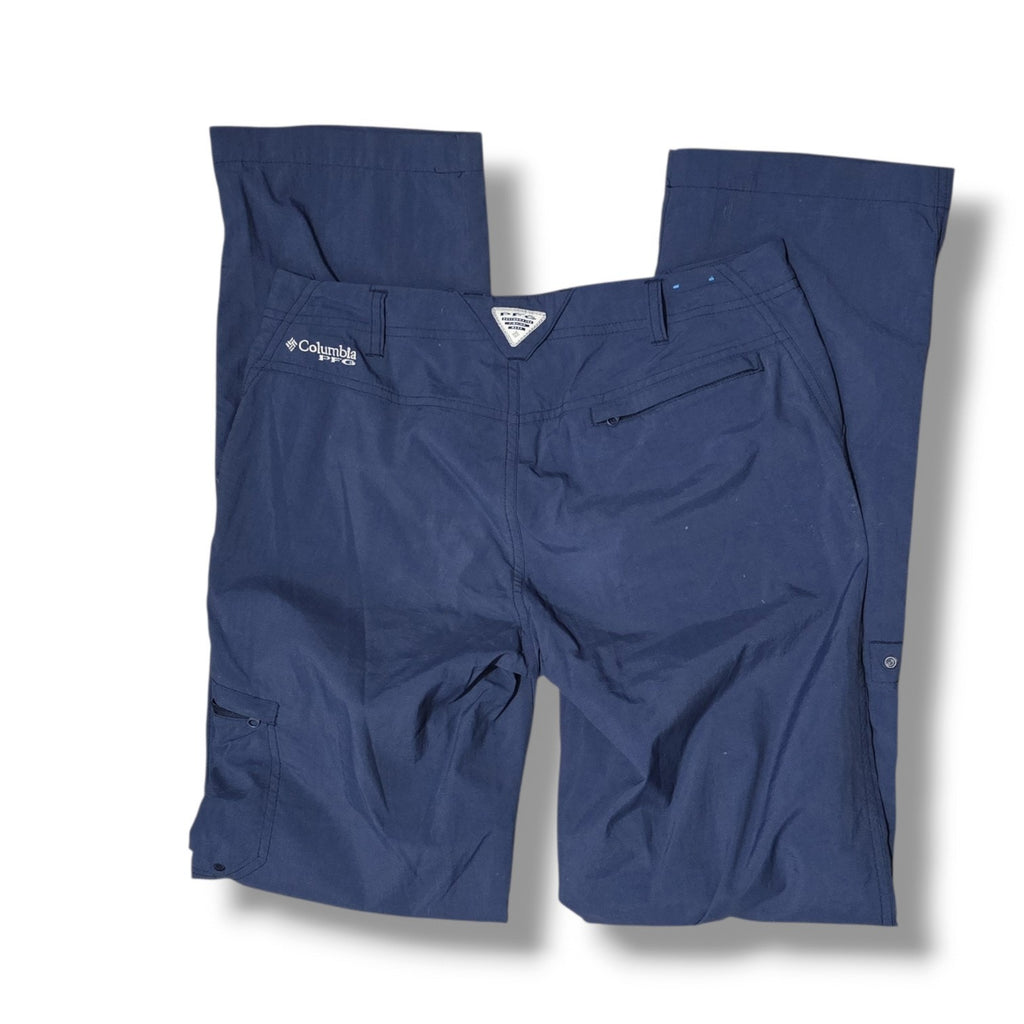 Columbia PFG Omni-Shade Navy Blue Convertible Roll-Up Hiking Fishing Pants 4 Reg
