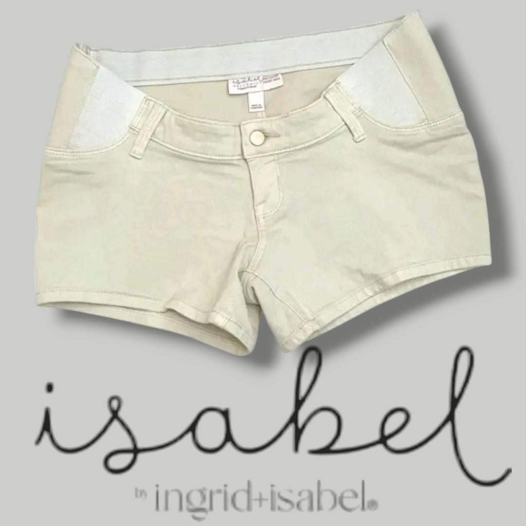 Isabel Maternity by Ingrid & Isabel Cream Denim Maternity Midi Shorts - Size 12