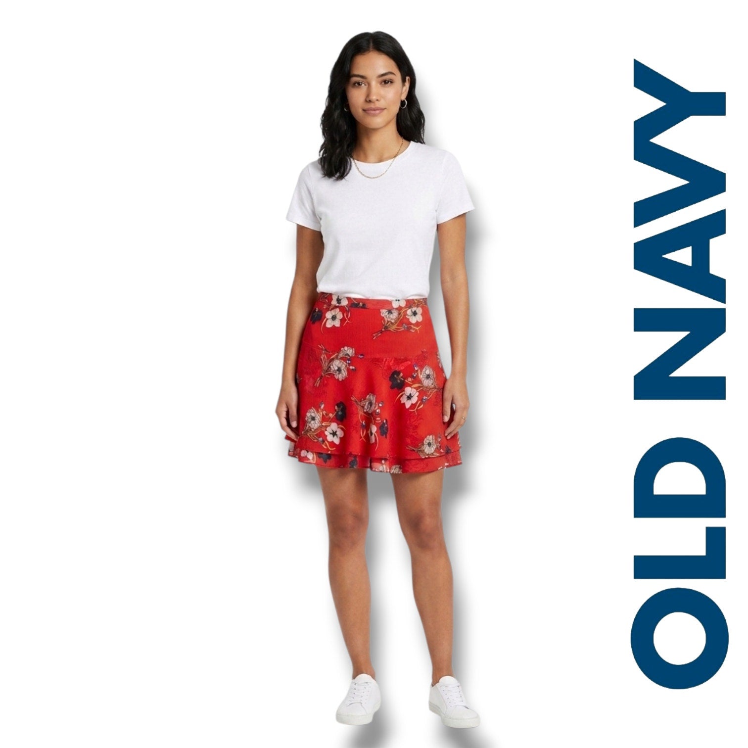Old Navy Women’s Red Floral Layered Skirt Size 0 | Boho Summer