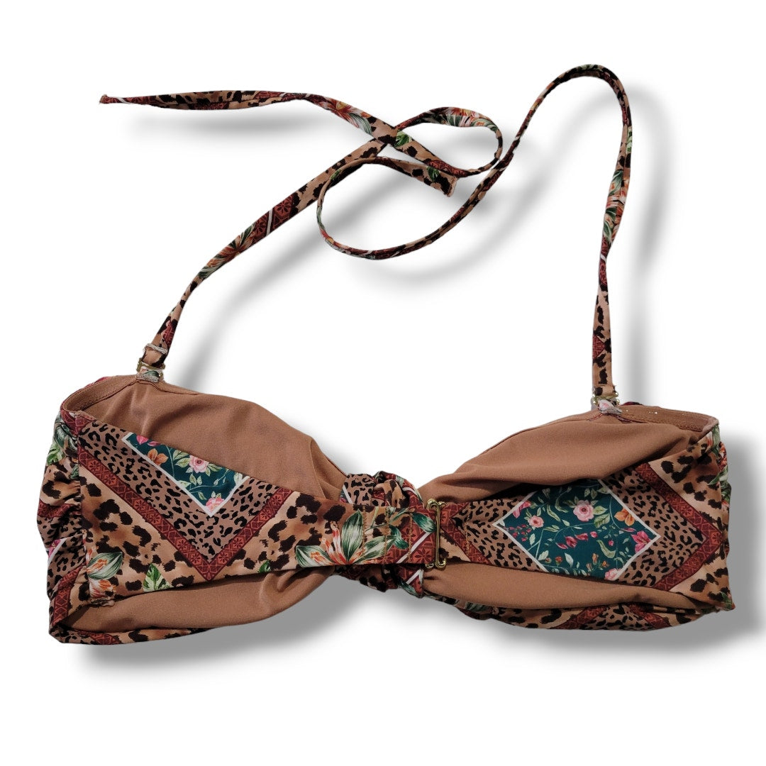 H&M Women’s Leopard Floral Bandeau Bikini Swim Top Size 12