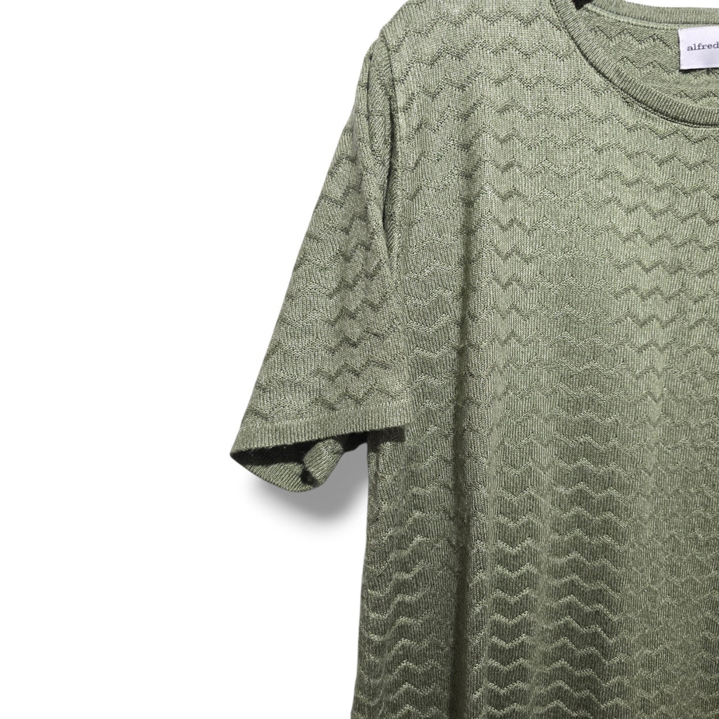 Alfred Dunner Women's Size XL Sage Green Chevron Knit Short Sleeve Sweater Top