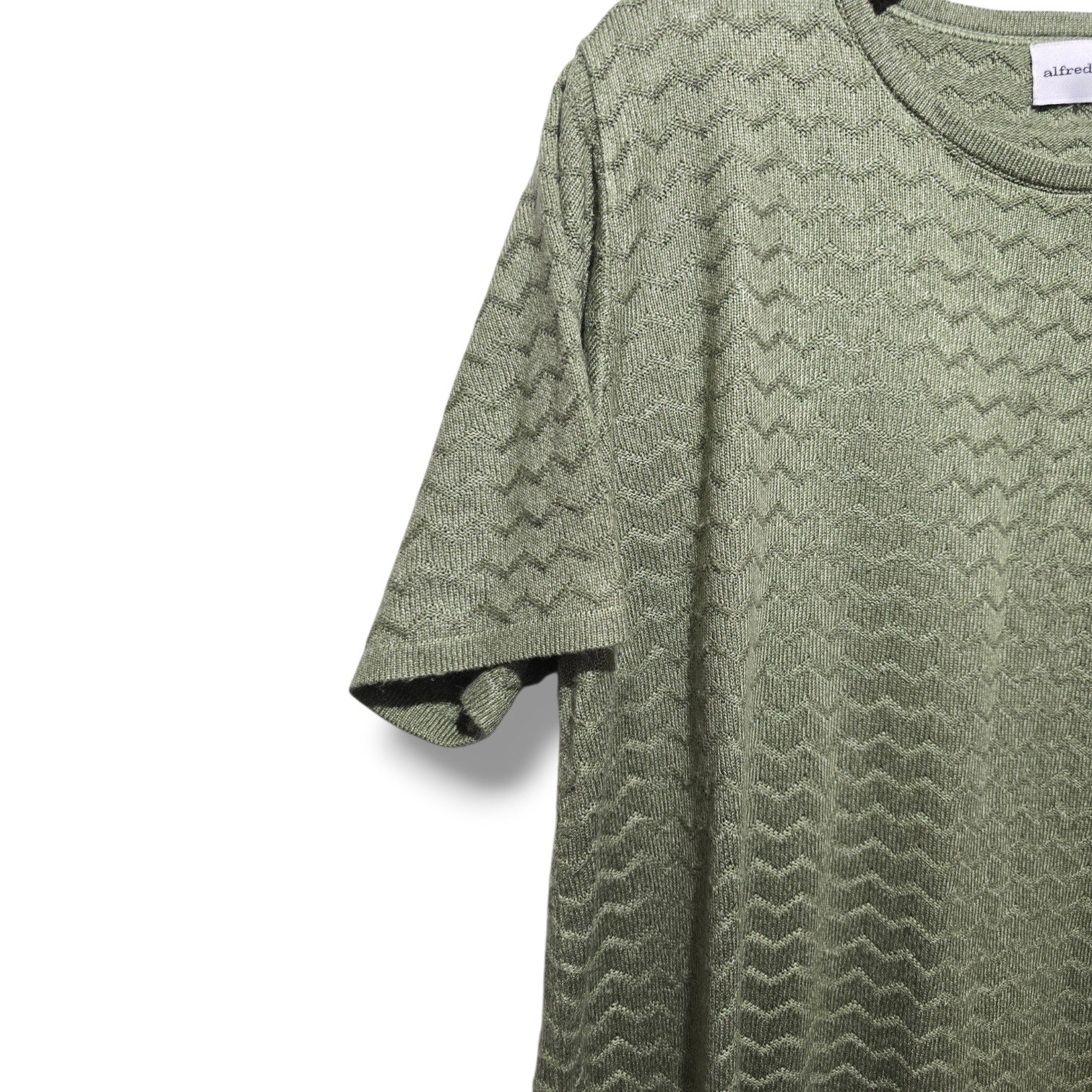 Alfred Dunner Women's Size XL Sage Green Chevron Knit Short Sleeve Sweater Top