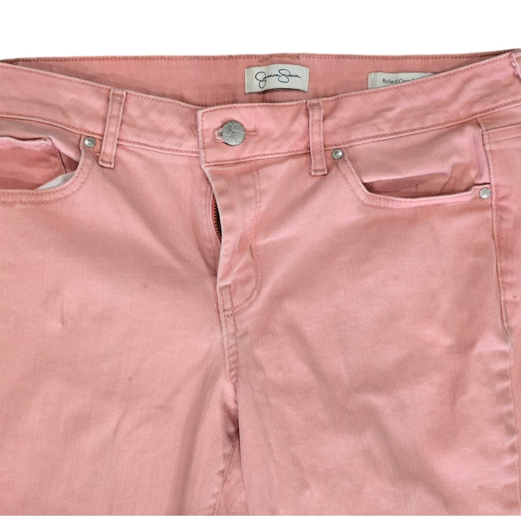 Jessica Simpson Women’s Orange Cropped Skinny Jeans Sz 8/29 Rolled Hem