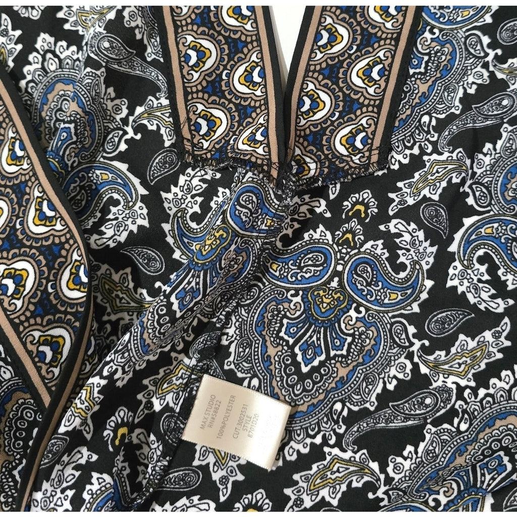 Max Studio Women’s Black Paisley Open Front Cardigan Kimono – Size M