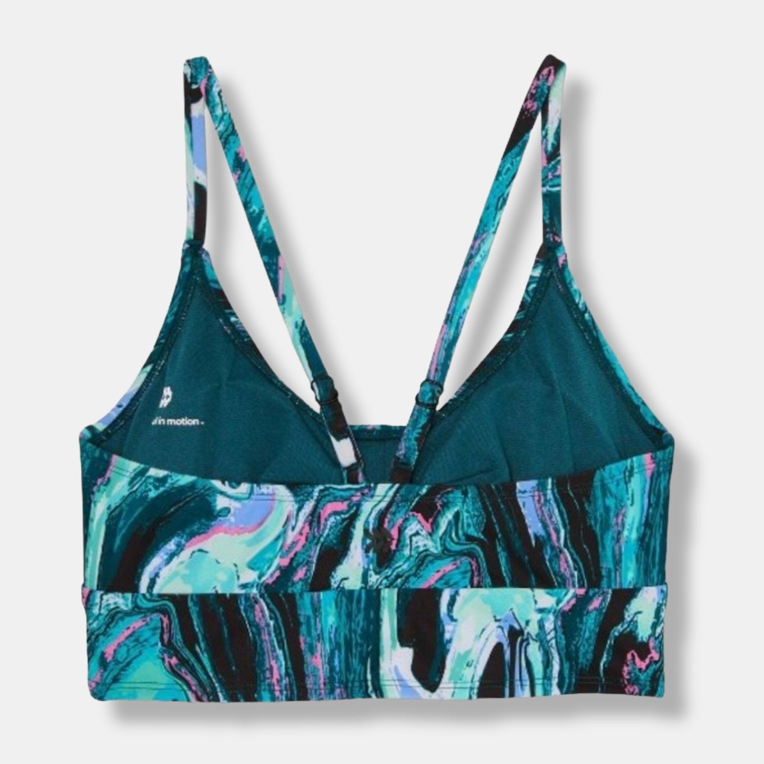 All in Motion Women’s Blue Marble Longline Bikini Swim Top - Small NWT UPF 50+