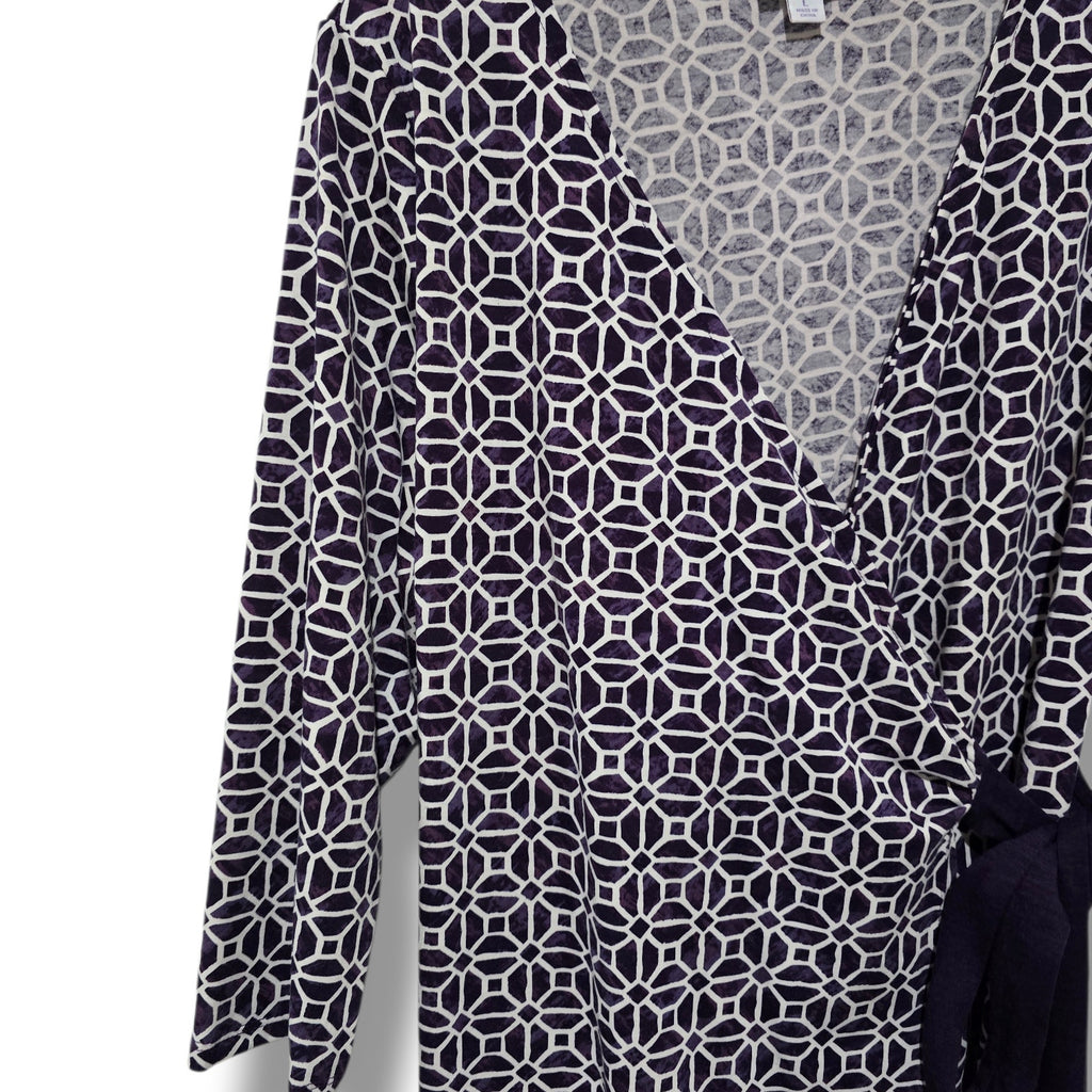 LuLaRoe Women’s Geometric Wrap Dress Purple White Size Large