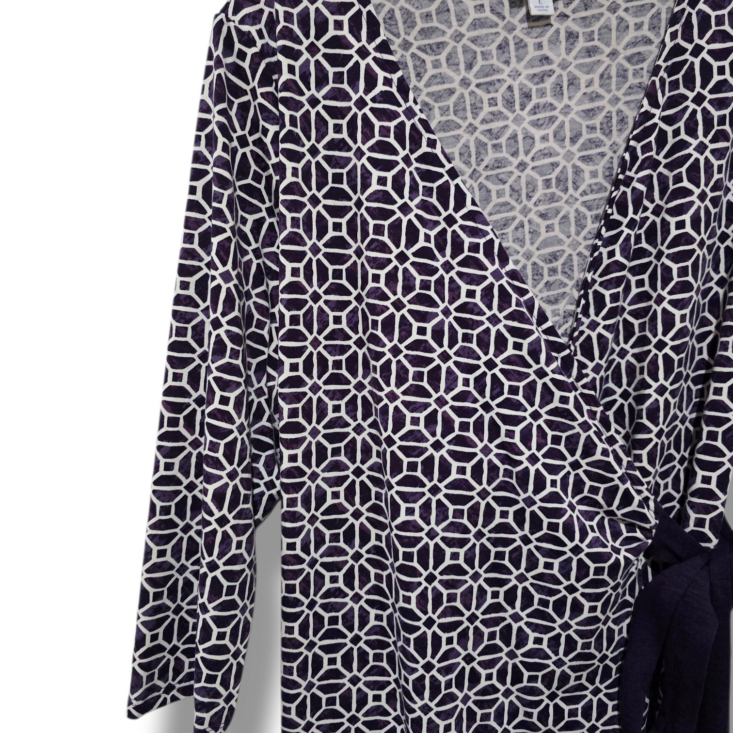 LuLaRoe Women’s Geometric Wrap Dress Purple White Size Large