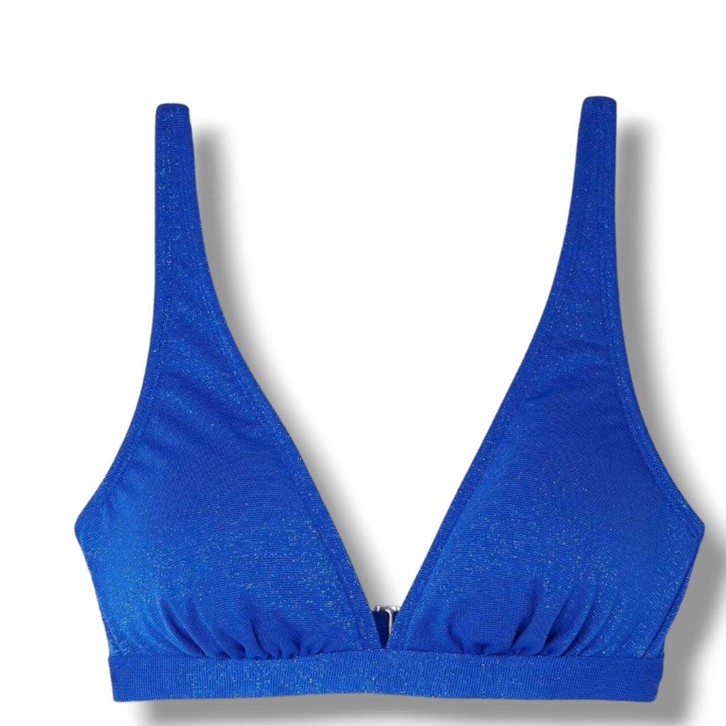 Xhilaration Juniors’ Blue Metallic Bralette Bikini Top – XS, Spandex Blend, New