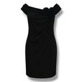 Connected Apparel Women’s Black Off-Shoulder Floral Accent Dress