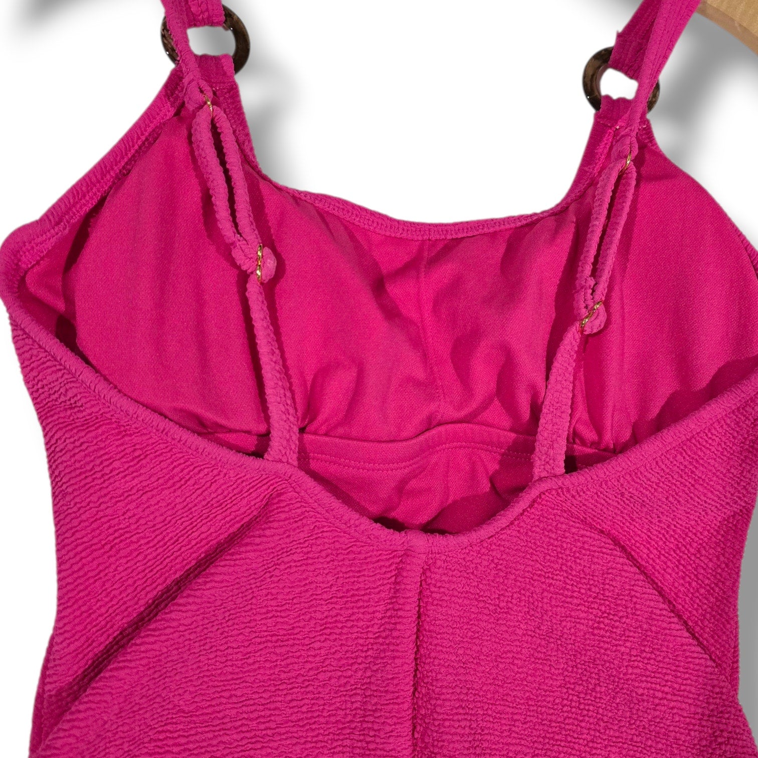 Shade & Shore Women’s Hot Pink Textured One-Piece Swimsuit – Size S (4–6)