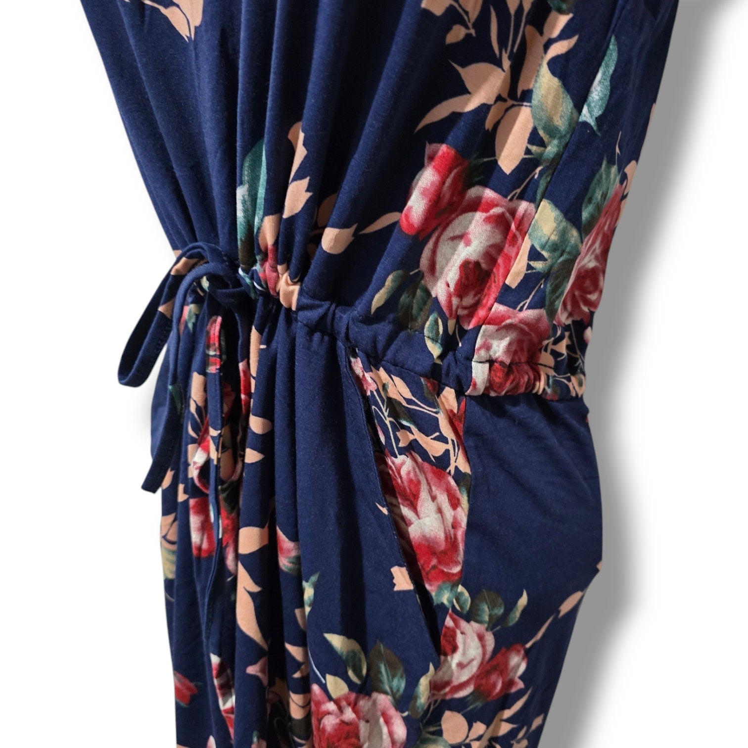 Lilbetter Women’s Blue Floral Summer Dress Small V-Neck, Pockets, New