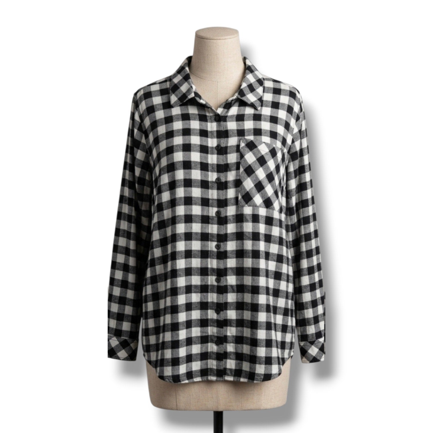 Torrid Size 3 Black White Buffalo Plaid Button Down Flannel Shirt Plus Size