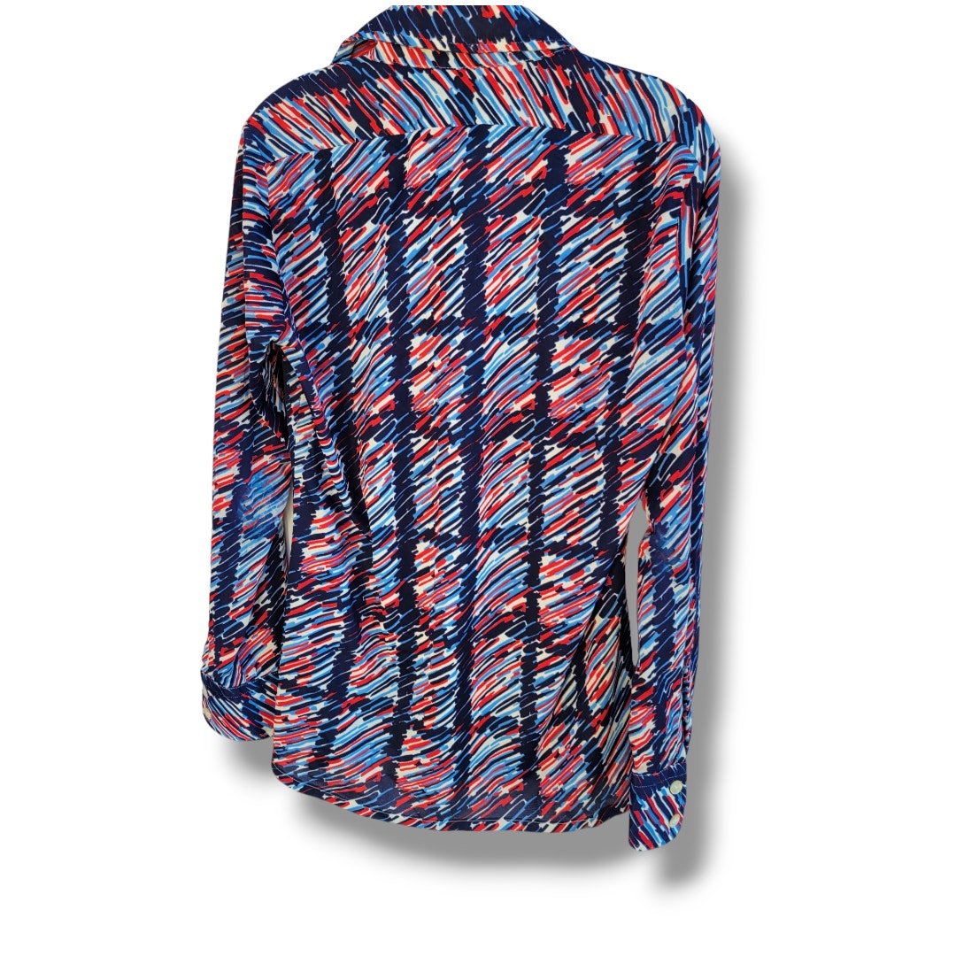 Medici Men’s Multi-Color Long Sleeve Button-Down Shirt – Medium