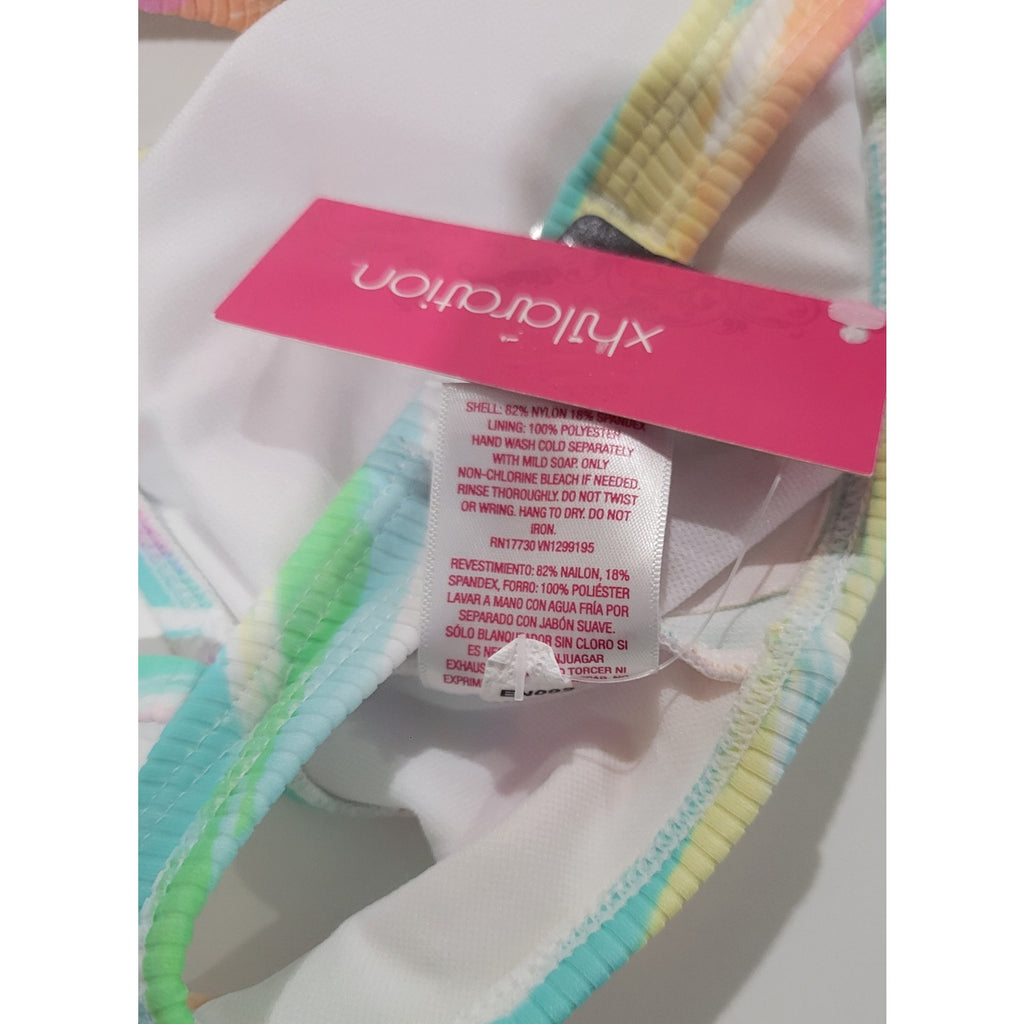 Xhilaration Juniors’ Multicolor Ribbed Square Neck Bralette Bikini Top – New