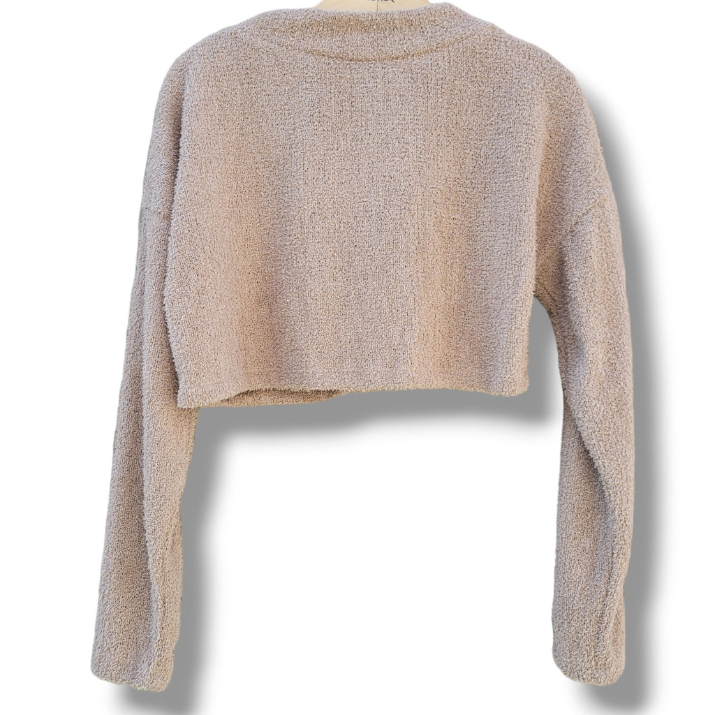 Wild Fable Women's Cropped Sherpa button-up top - xs