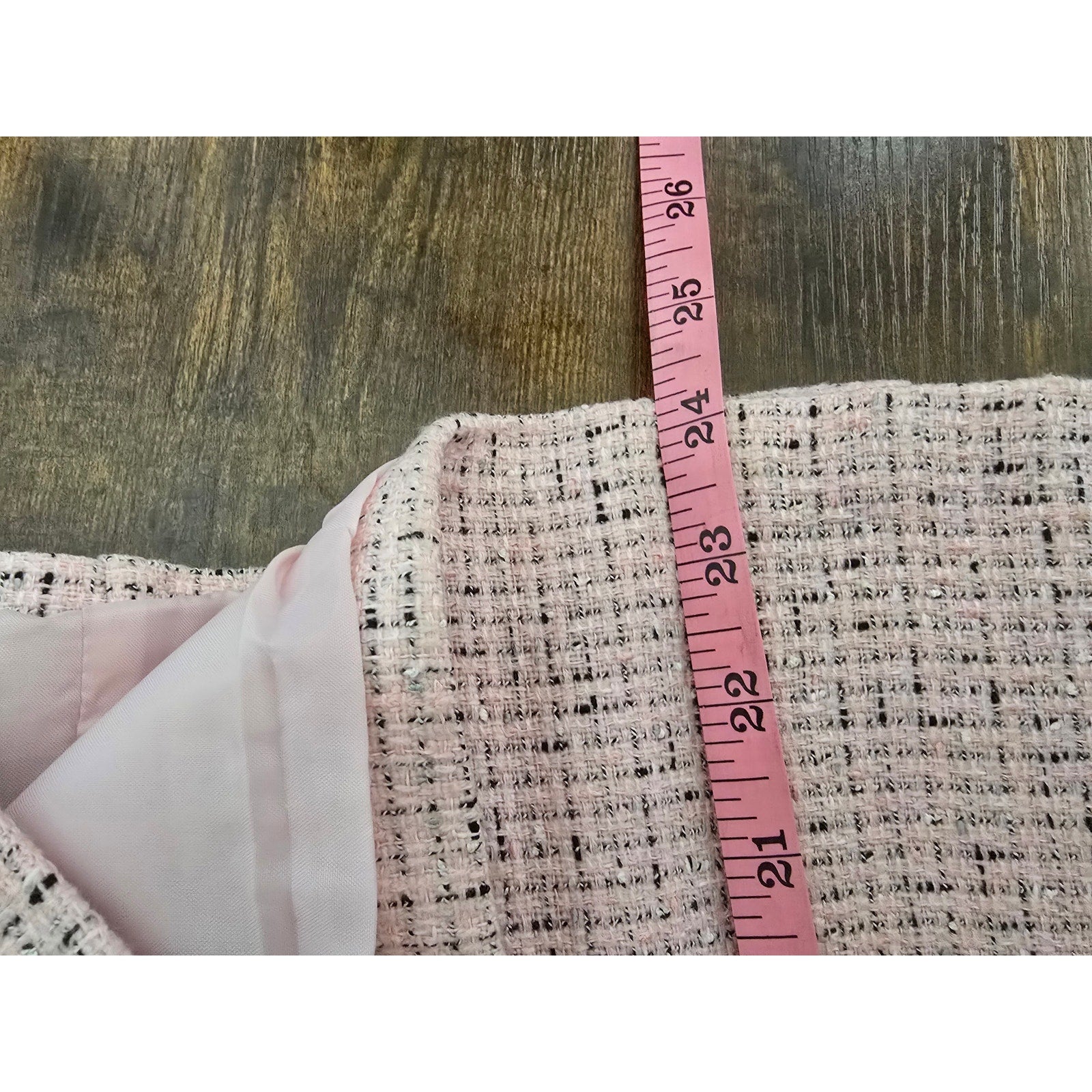 Sag Harbor Petite Women's Size 6P Soft Pink Black Tweed Button Front Blazer
