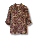 Ryh Shin Brown Floral Button-Down Blouse – Medium, Vintage Style, Pre-Owned