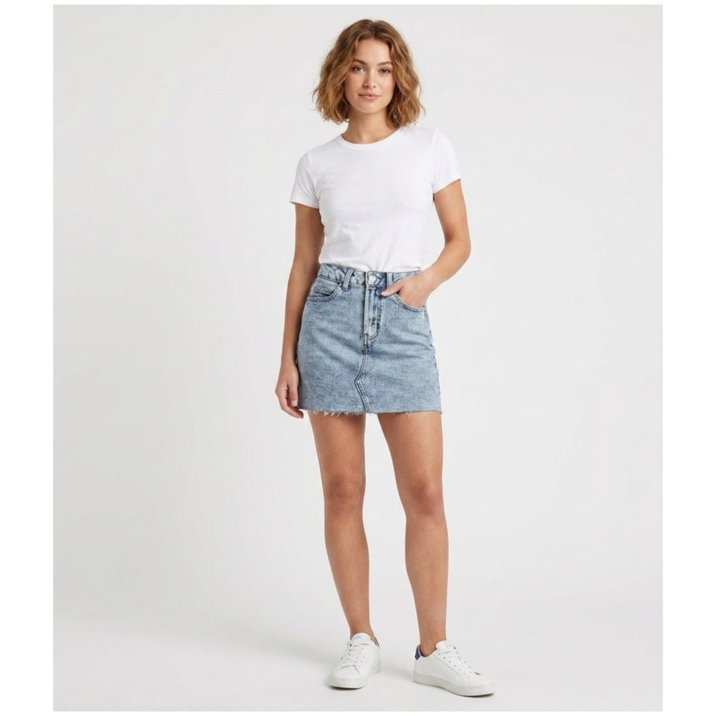 Wild Fable Women’s Raw Hem Denim Mini Skirt – 5 Pocket, Cotton Blend, New