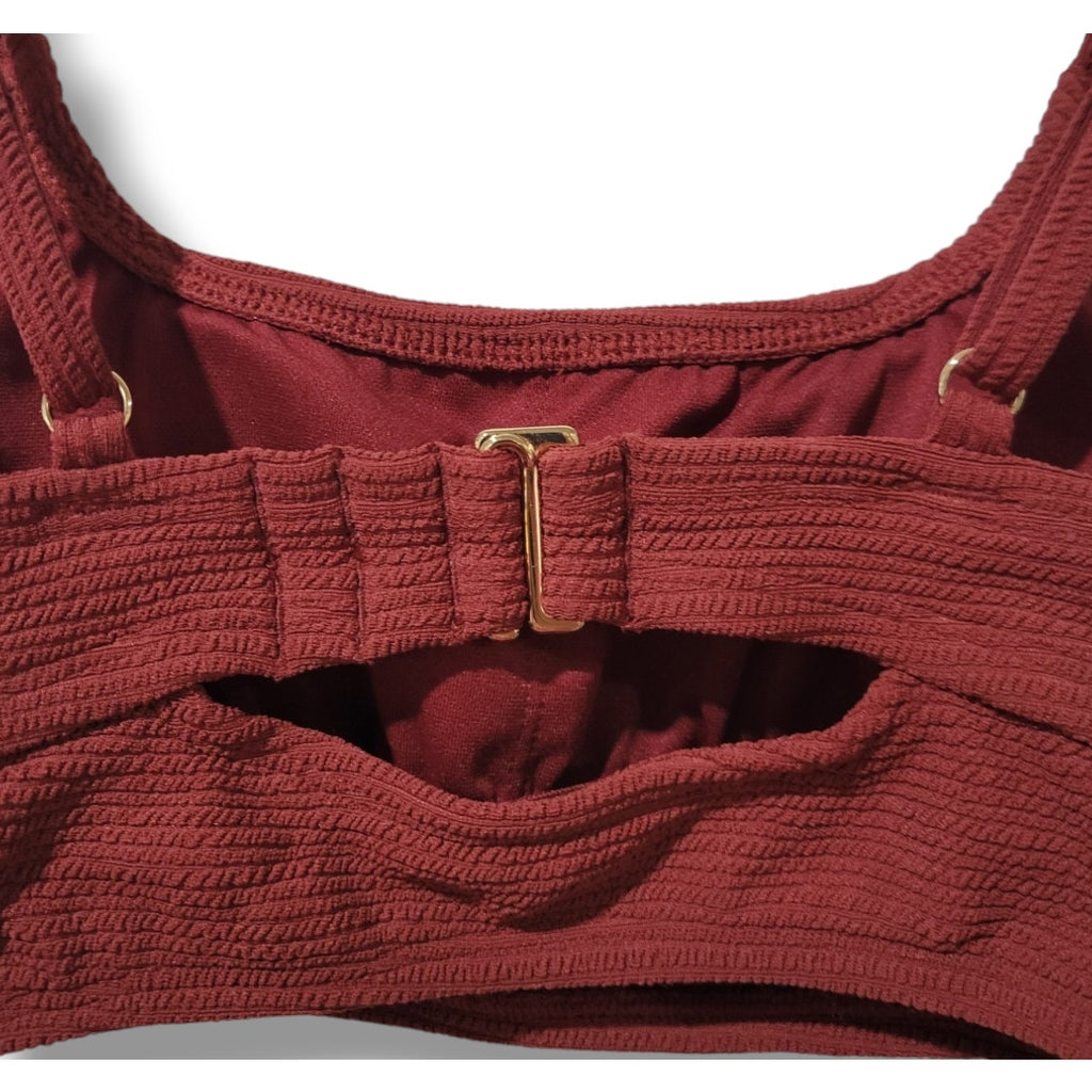 Xhilaration Juniors Ribbed Bralette Bikini Top XS Burgundy – New