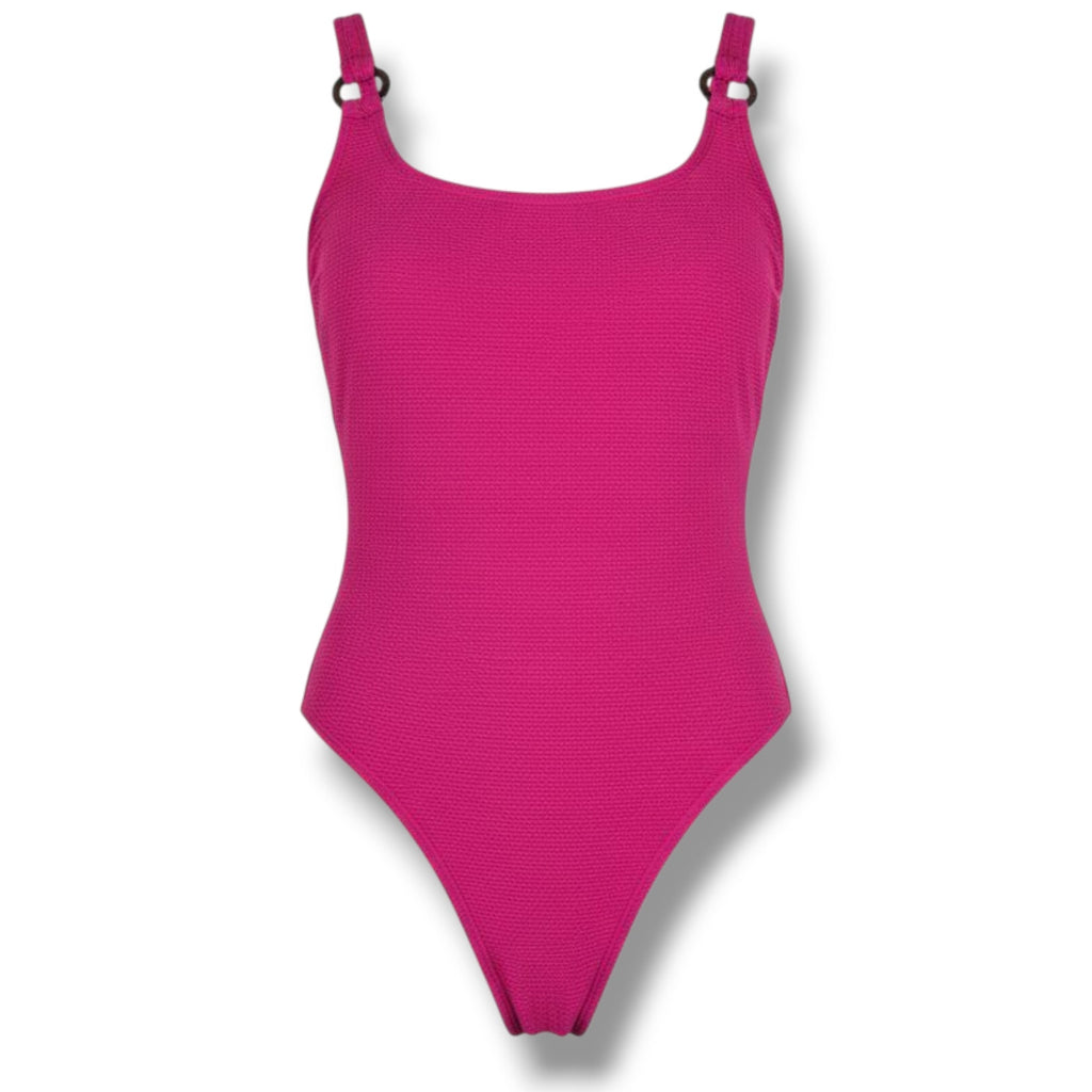 Shade & Shore Women’s Hot Pink Textured One-Piece Swimsuit – Size S (4–6)