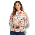Ban Jara Women’s Floral Cold Shoulder Peplum Blouse – XS, Polyester, Gently Used
