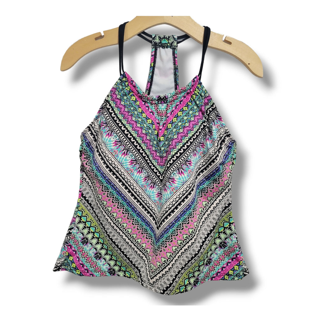 Clean Water Women’s Multicolor Mixed Print Tankini Swim Top Small Built-In Bra