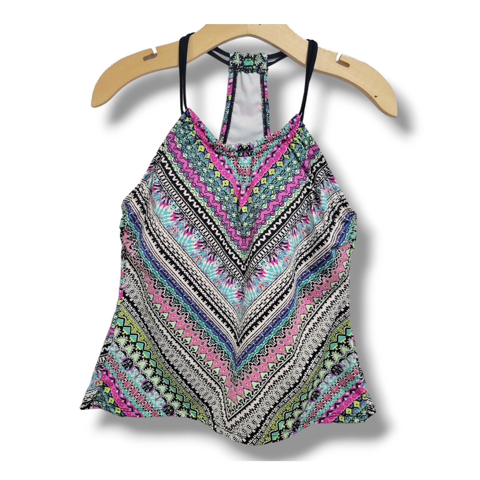Clean Water Women’s Multicolor Mixed Print Tankini Swim Top Small Built-In Bra