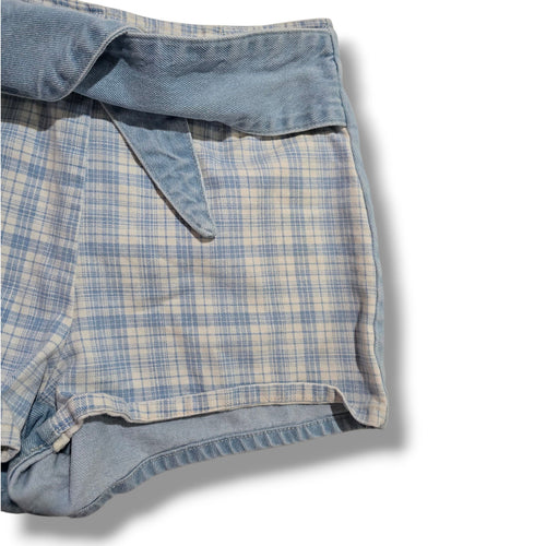 BDG Urban Outfitters Women’s Blue Plaid High-Rise Shorts with Tie Belt – Size 2