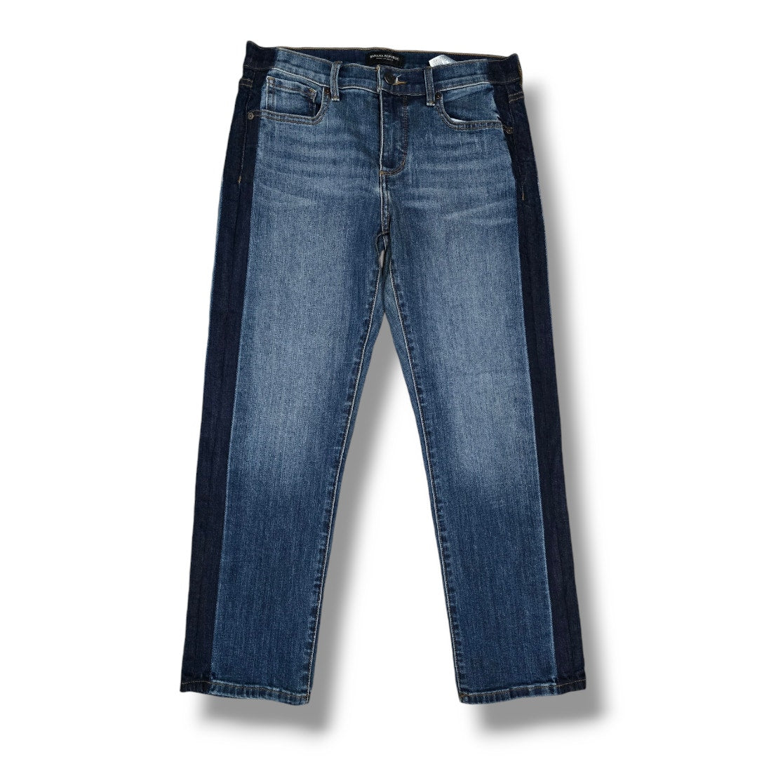 Banana Republic Girlfriend Jeans Two Tone Blue Ankle Denim Size 27 Stretch
