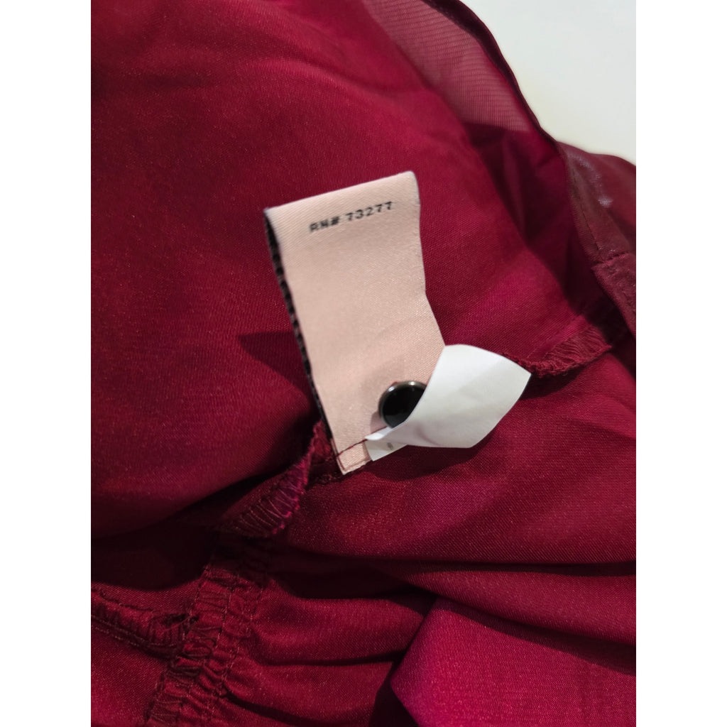 Juicy Couture Burgundy Sleeveless Peplum Top Small Satin Dressy Party Blouse