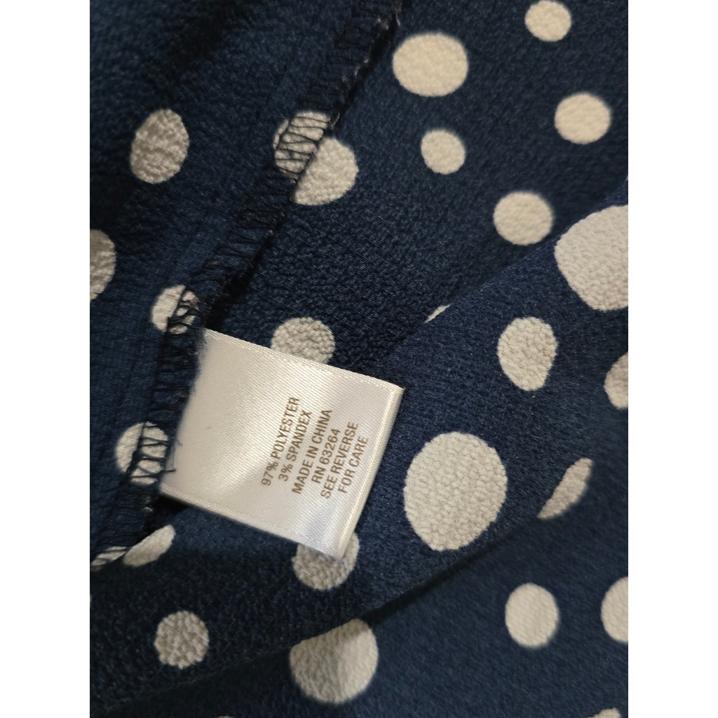 Dressbarn Women’s Plus Size 2X Navy Blue Polka Dot Blouse – Polyester Spandex