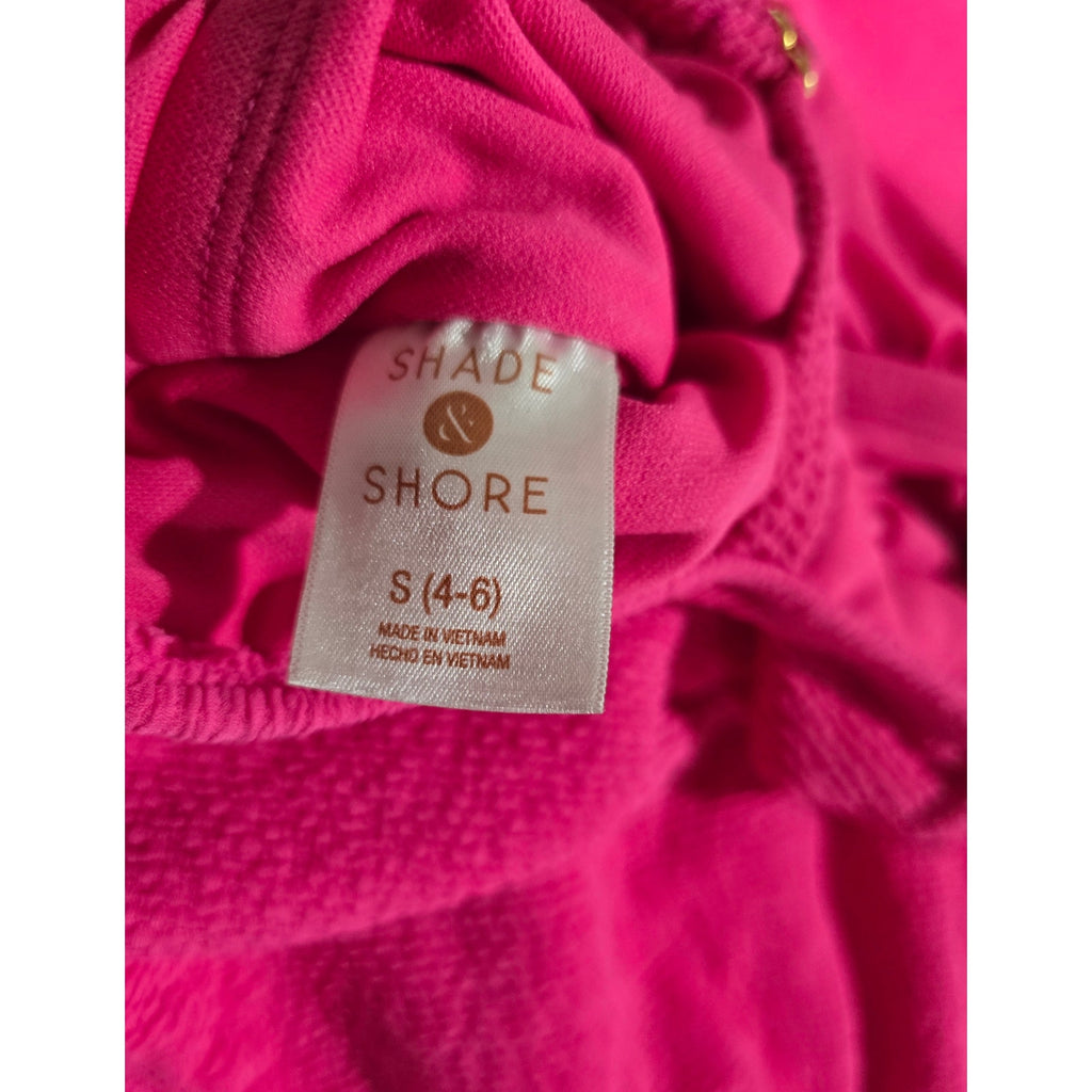 Shade & Shore Women’s Hot Pink Textured One-Piece Swimsuit – Size S (4–6)