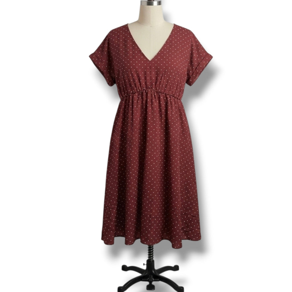 Isabel By Ingrid & Isabel Maternity Women's Rust Polka Dot V-Neck Dress