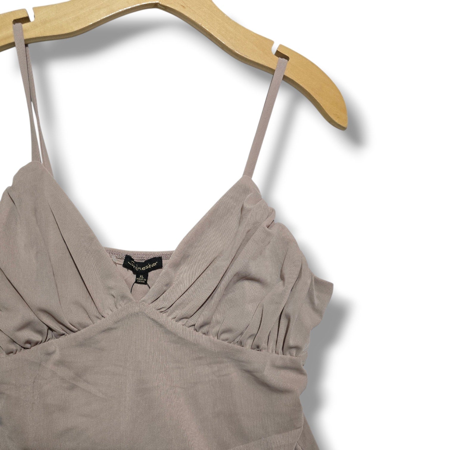 Shinestar women's Taupe Ruched Mesh Bodysuit size xl
