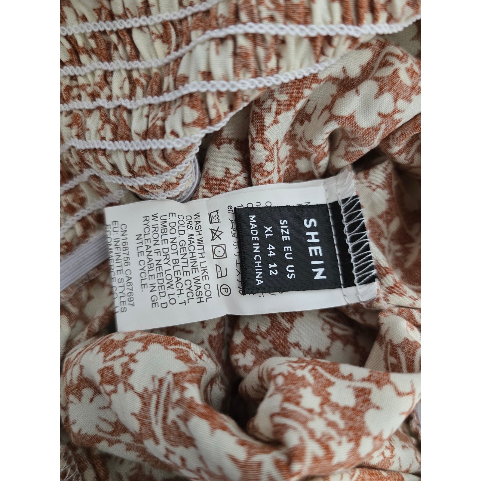 SHEIN women's Rust Floral Tie-Front Sleepy Romper xl